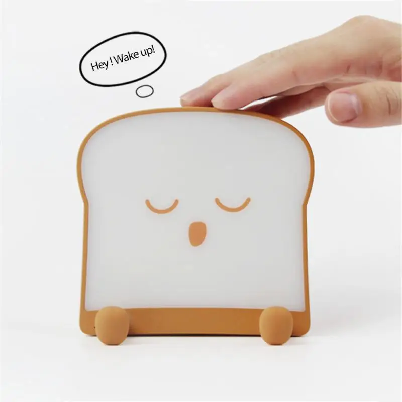 

USB Creative Cartoon Cute Toast Bread Mini Night Light Mobile Phone Holder Night Light For Family Watch Movie Sleep Reading Lamp