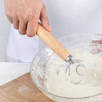 danish dough whisk stainless steel dutch style bread dough hand mixer wooden handle kitchen baking tools pastry blender paste