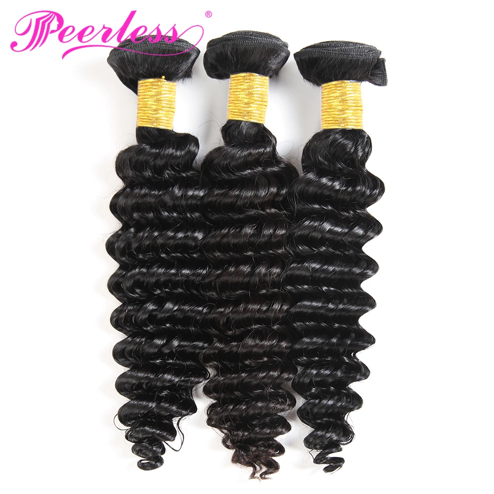 PEERLESS волос бразильский Реми человеческие волосы глубокая волна пряди с Закрытие