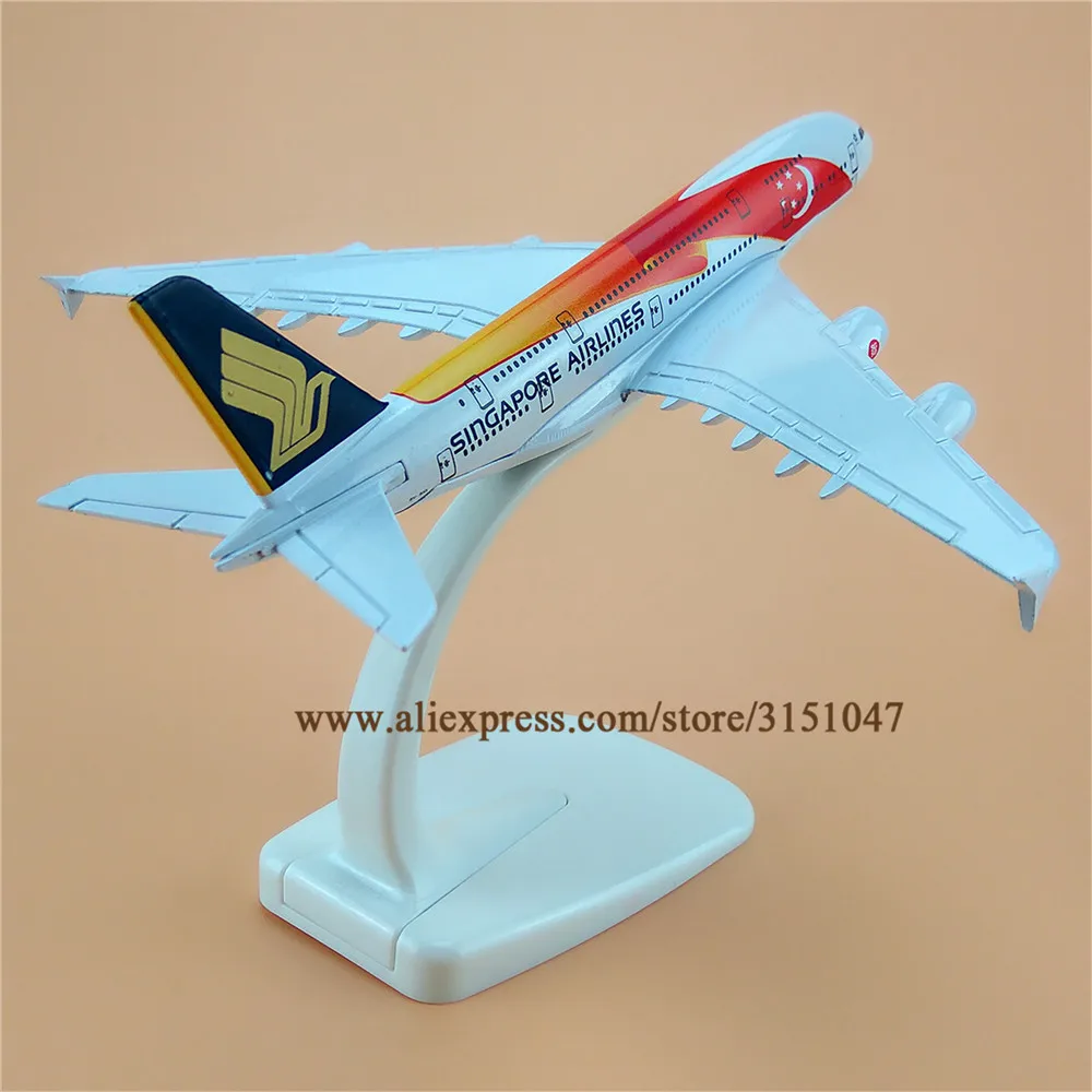 16 см модель самолета из металлического сплава с флагом авиакомпании Singapore Airlines A380