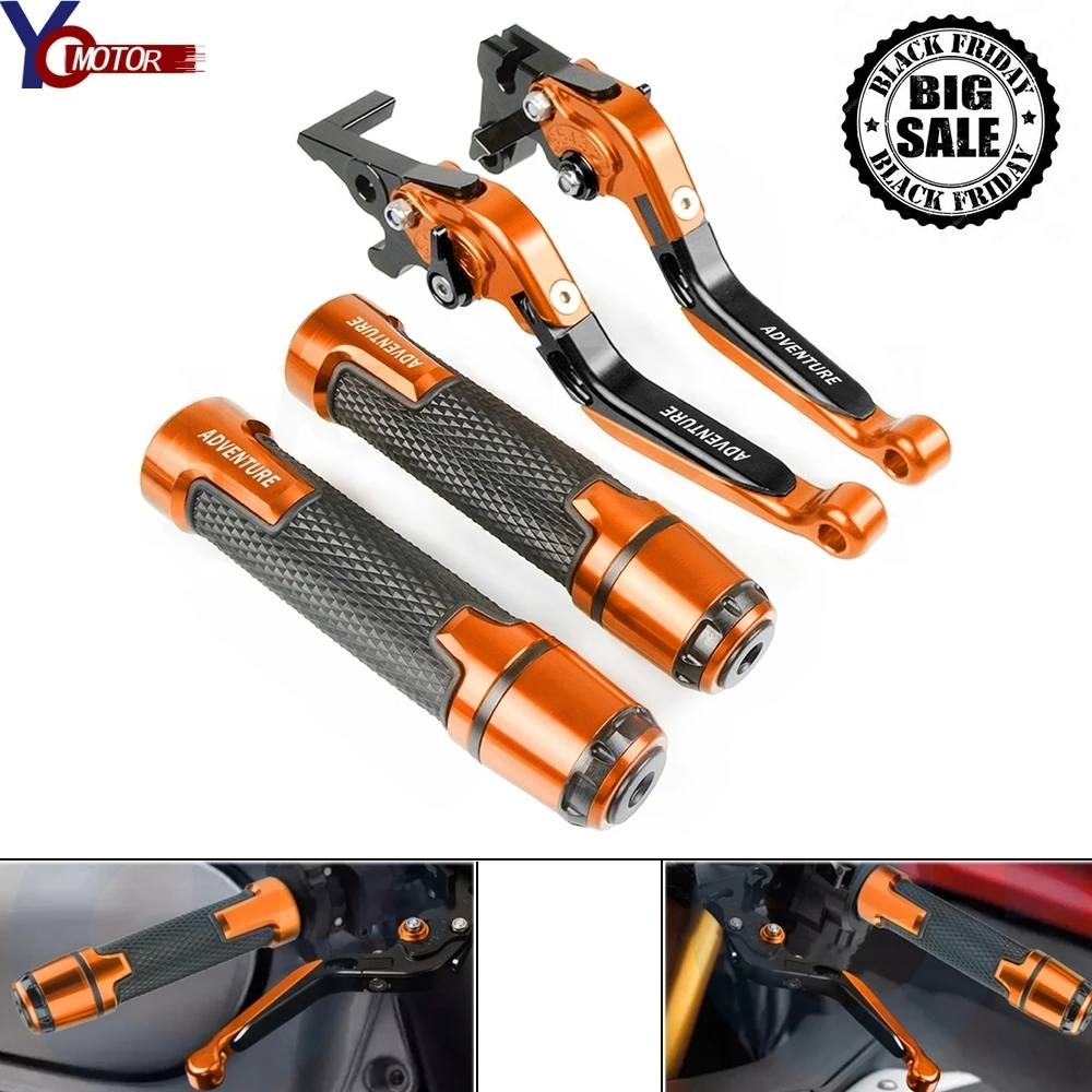 

For 990ADVENTURE 990 Adventure 2009 Motorcycle CNC Aluminum Brake Clutch Lever and Handle bar Grips Handbar 990 ADV 990adv