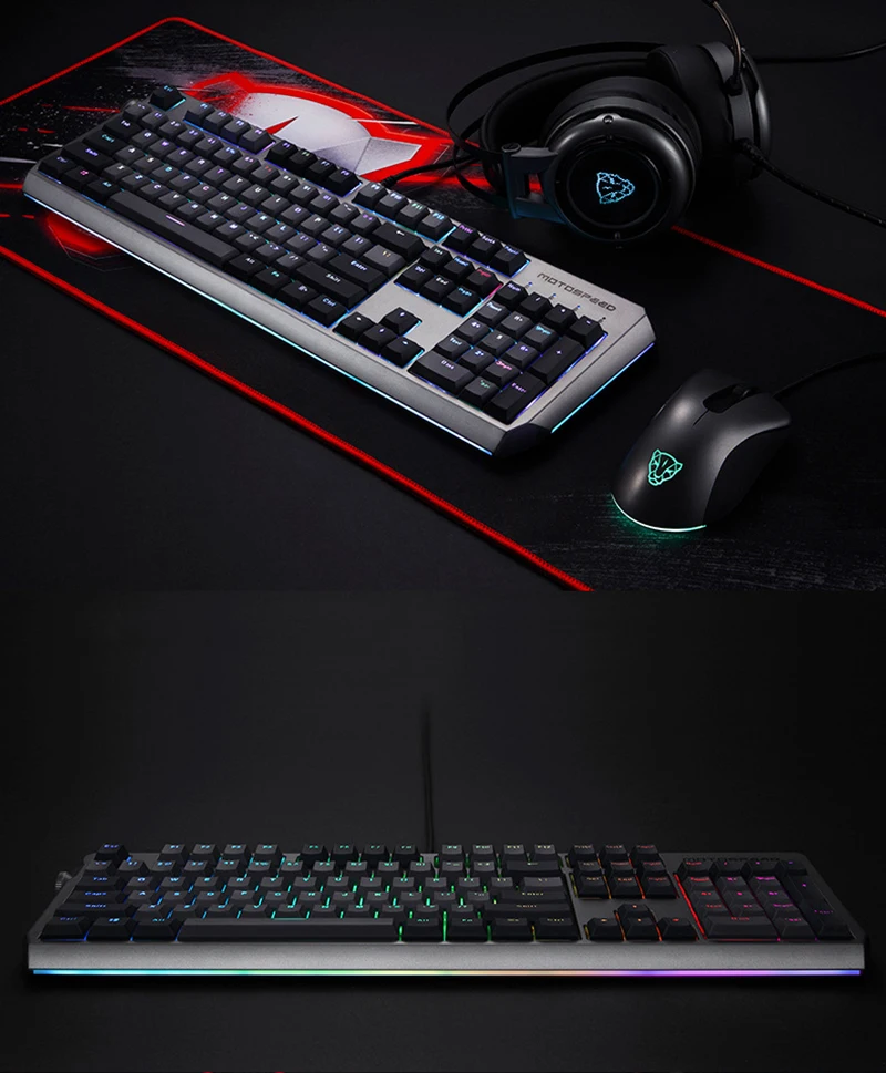 MOTOSPEED CK80 Механическая игровая клавиатура RGB USB Проводная профессиональная клавиатура с подсветкой антипривидная для настольного ПК геймера