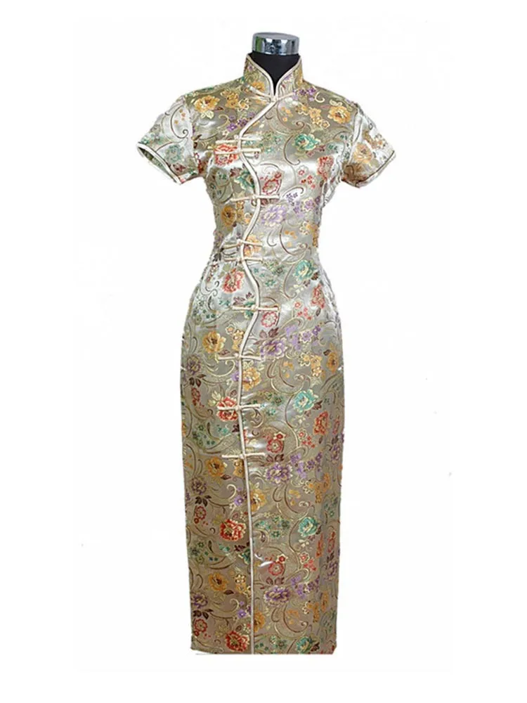 Черные традиционные китайские платья s M ujer Vestido новые женские атласные Длинные