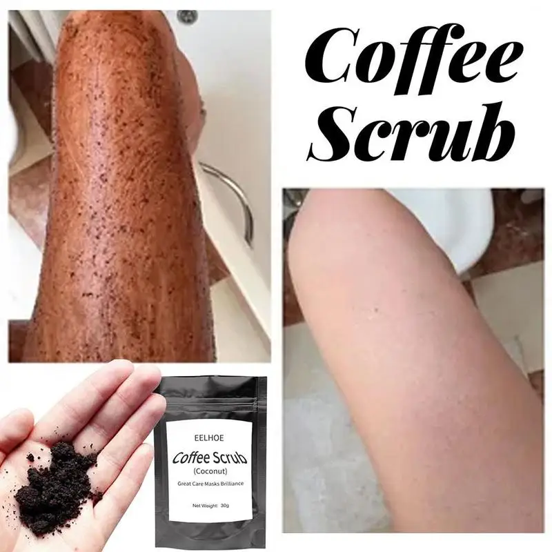 Кофейный скраб 30 г кокосовый аромат для тела крем с морской солью отшелушивания