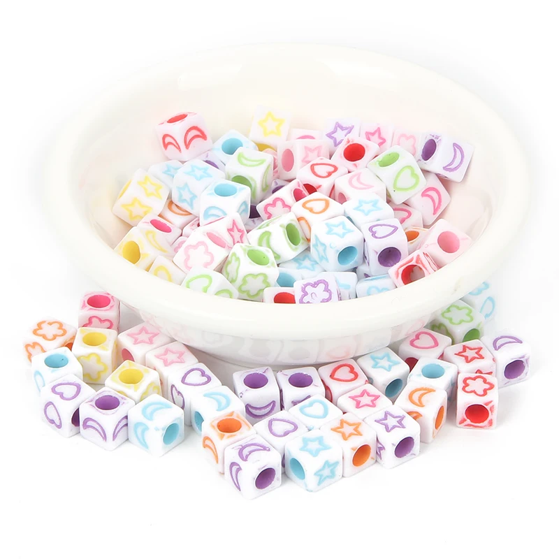 Квадратные акриловые бусины в форме звезды и Луны 200 шт. 6 мм для ювелирных