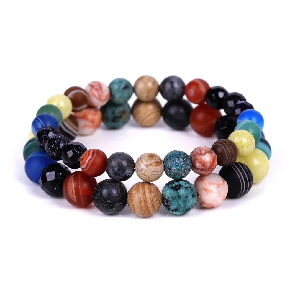 Galaxy Solar System Bracelet Universe Nine Planets Natural Stone Stars Earth Moon Bracelet For Women Man Fashion Jewelry images - 6