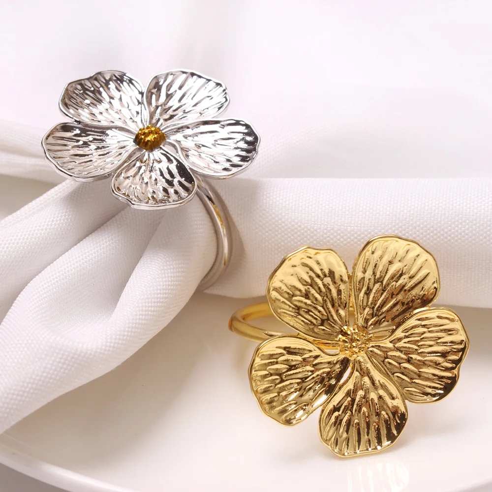 

12pcs Alloy Metal Napkin Rings Flower for Wedding Table Decoration Napkin Holder Servilletero Wedding Towel Rings Dinner Table