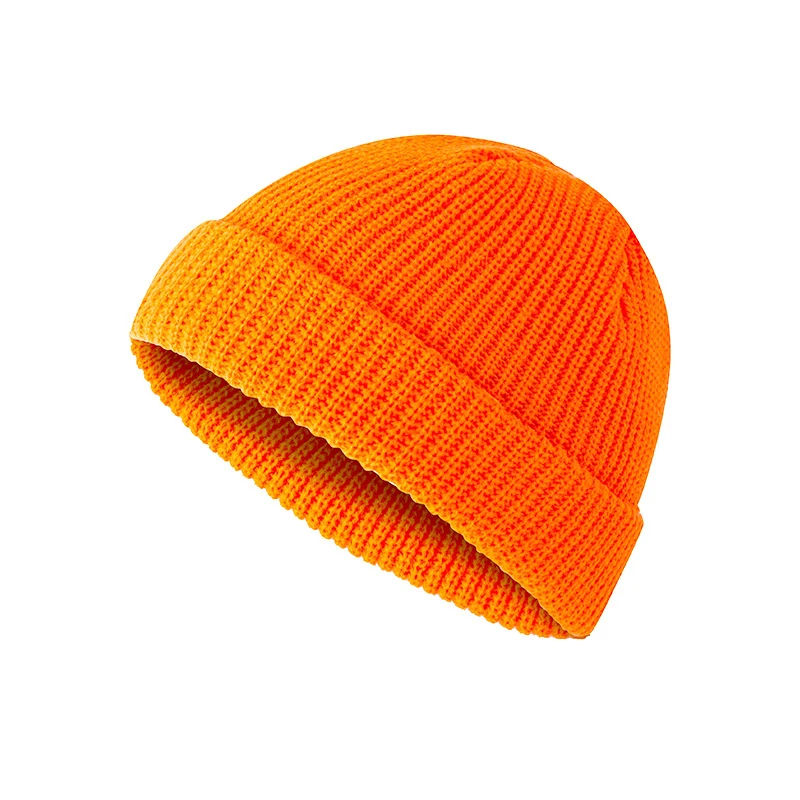 

Winter Unisex knitted Hat Fisherman Beanie Ribbed Cuffed Short Cap Men Hat Beanie Solid Color Ski Hats