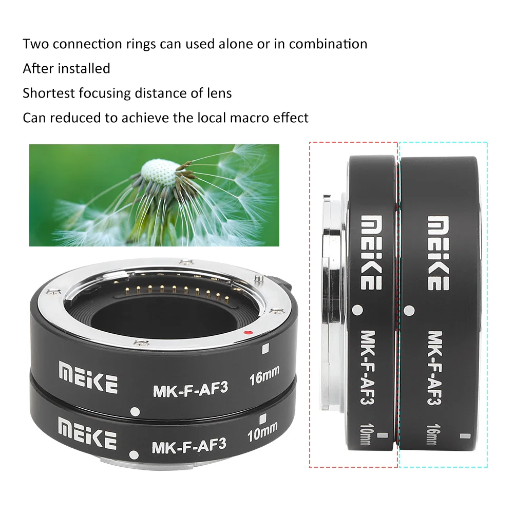Металлическая макро-удлинительная трубка с автофокусом Meike для Fujifilm MK-F-AF3 XT2 X-T20 XT3