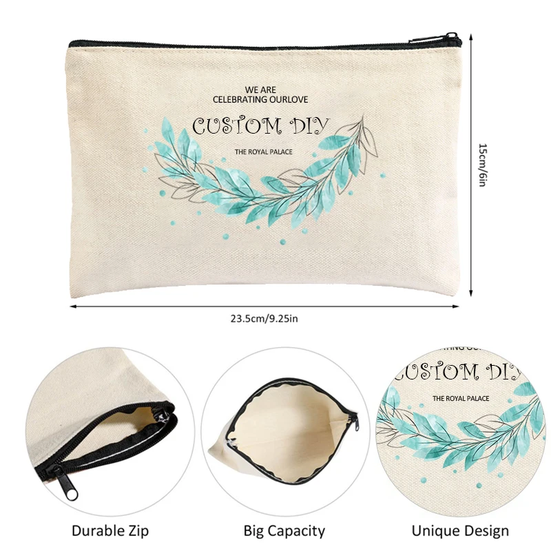 Парусиновая косметичка на молнии для свадебной вечеринки с индивидуальным