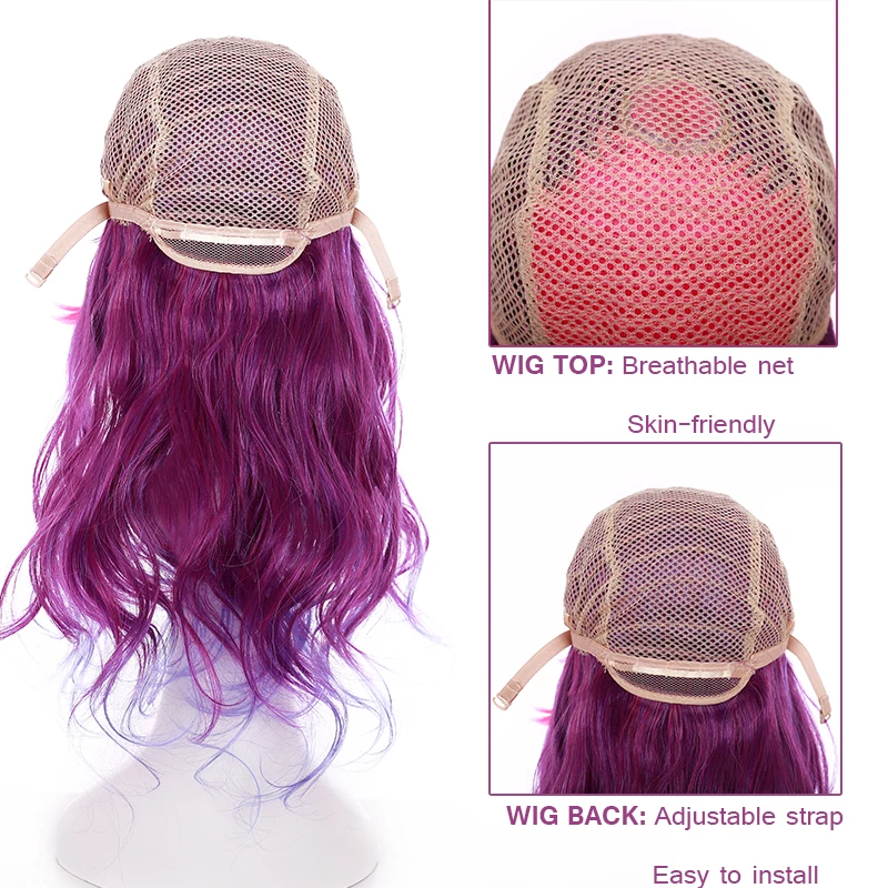 BENIHAIR Long Wavy Synthetic Wigs Cosplay Wig Ombre Pink Purple Blue Green Whtie Hair For Women Party Wedding | Шиньоны и парики