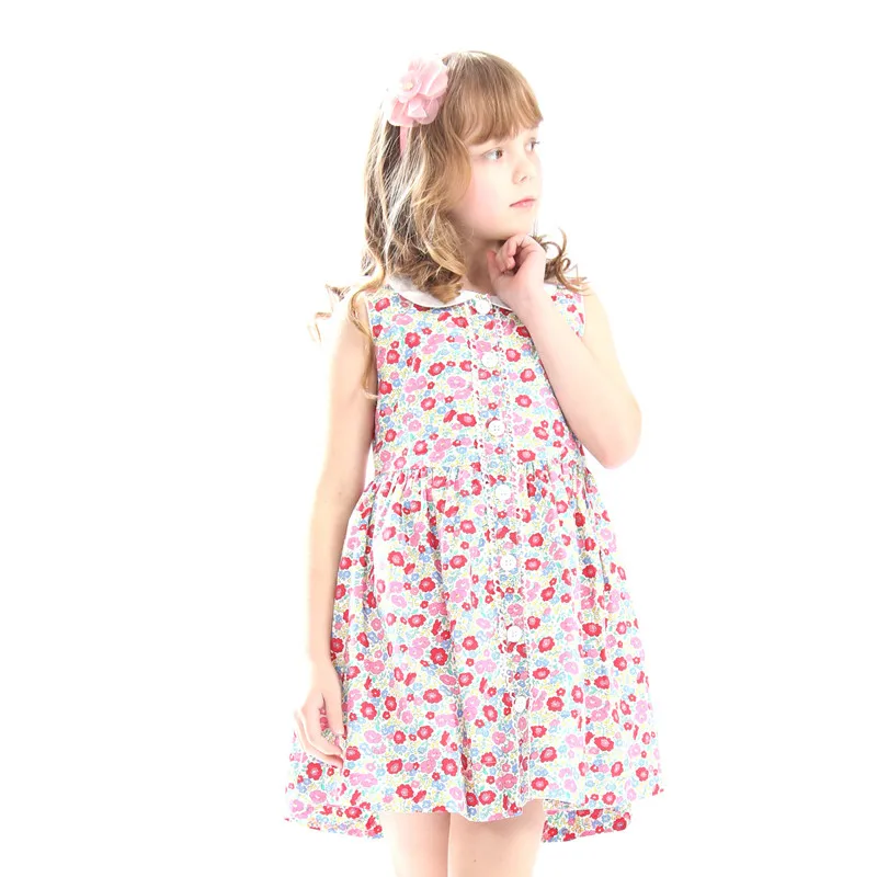 Enlarge Sweet Baby Girls Floral Dress Pure Cotton Double Woven Summer Kids Dresses Children Clothes Toddler Girls Birthday Dress