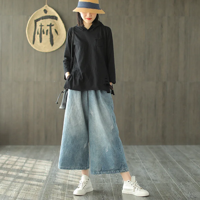 Женская футболка с капюшоном Повседневная однотонная свободная Универсальная в