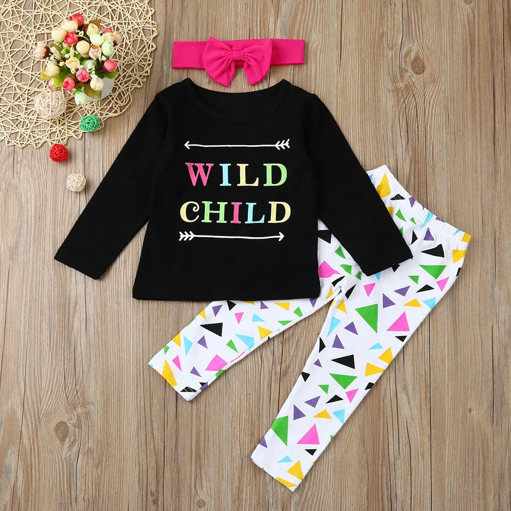Комплекты детской одежды из 3 предметов топы с длинными рукавами и принтом букв