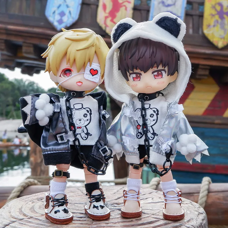 Одежда для кукол OB11 милая маска глаз медведя воротник короткие рукава шорты