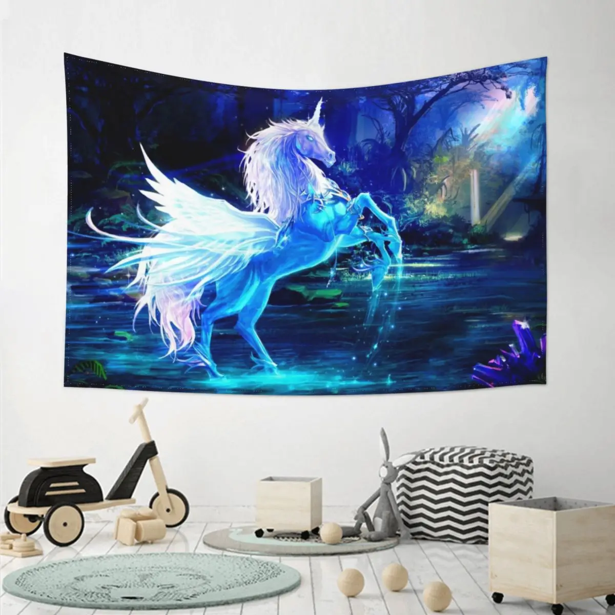 

Classic White horse pattern decorative tapestry movie White horse poster art living room decorative tapestry 150x102cm