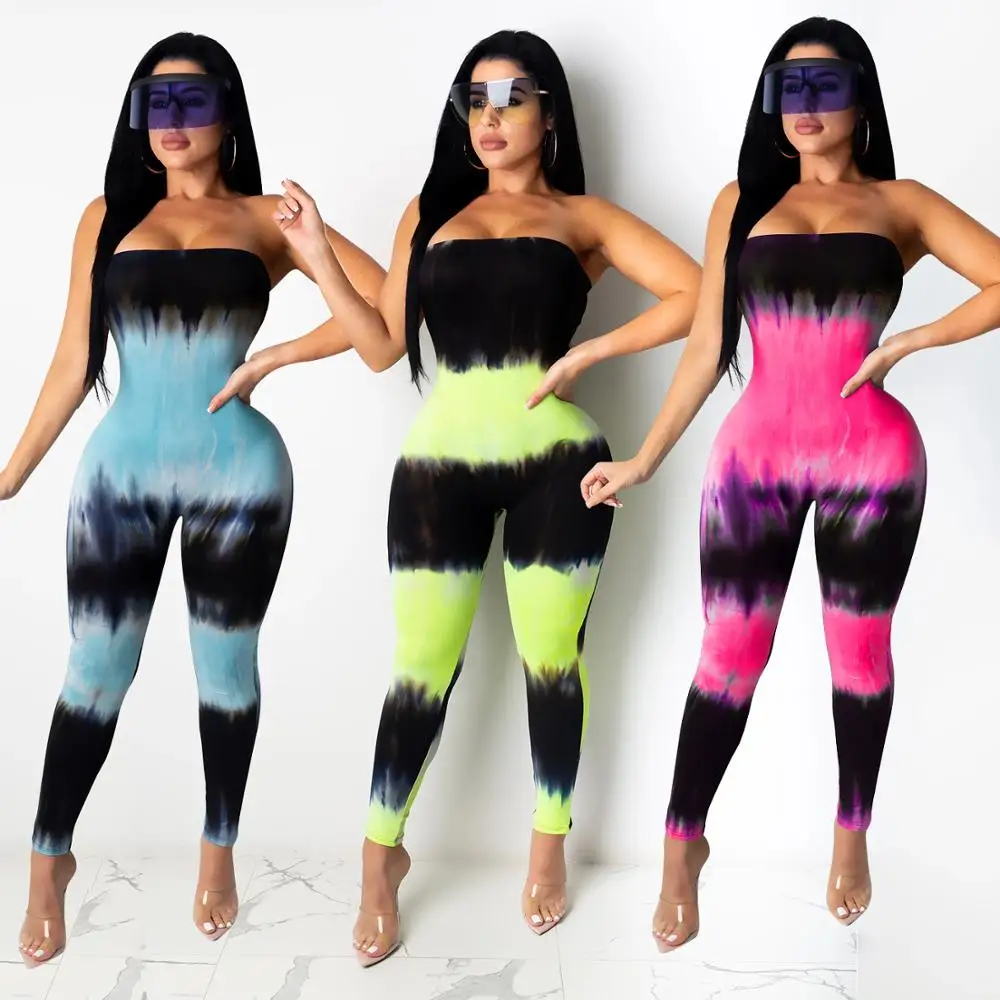 

Sexy chest wrap jumpsuit Printed sleeveless jumpsuit casual pants The new tight women's sportswear nightclub wear