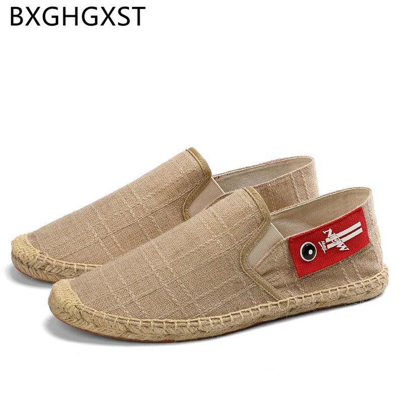 

Мужские эспадрильи, черные повседневные туфли из дышащей пеньки, без застежки, лето 2022