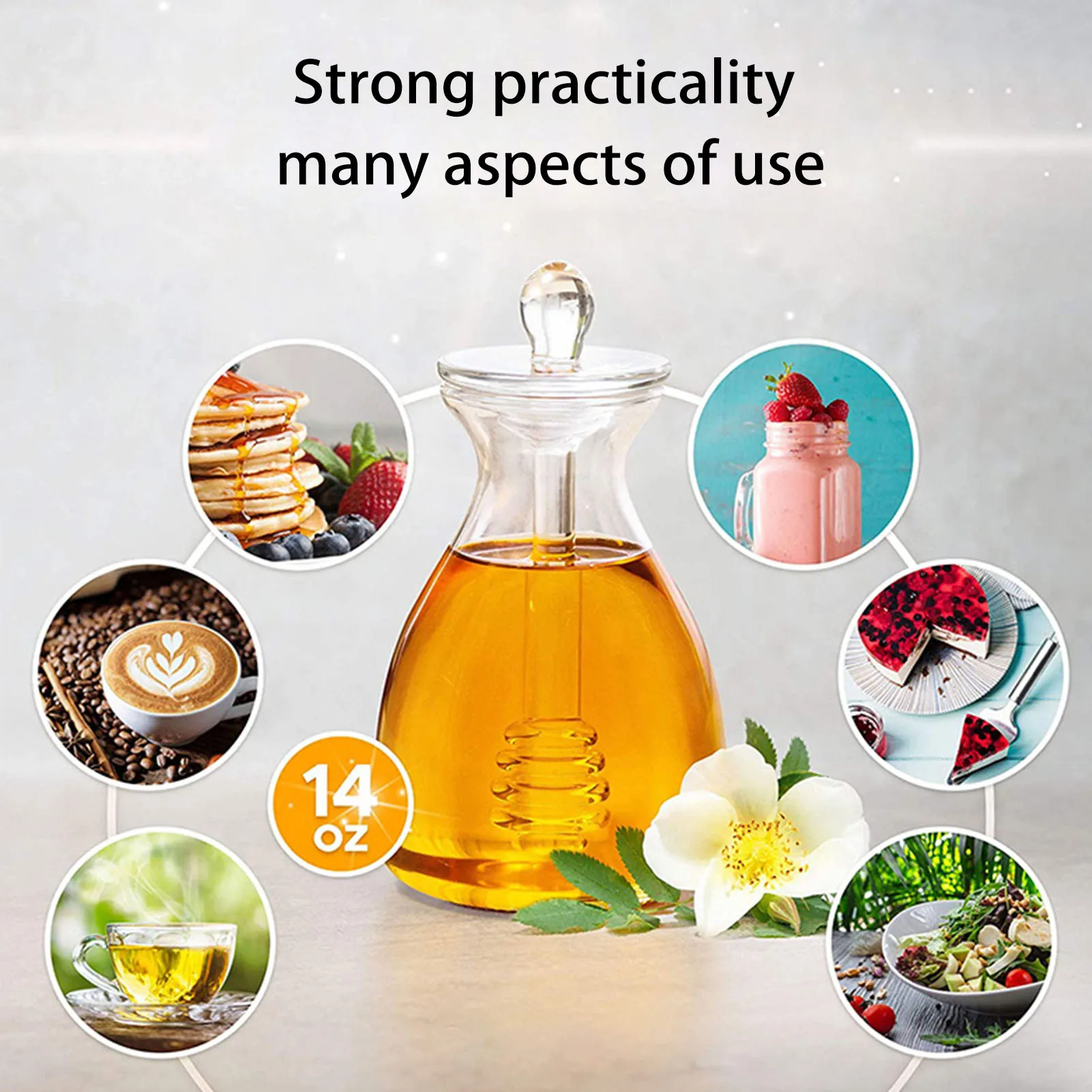

500ML Glass Honey Jar With Dipper Glass Handmade Honey Jar With Dipper And Honey Pot With Box Kitchen Tools Newest