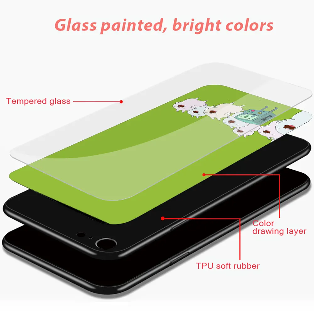 

Glass Case For Xiaomi Redmi Note 9S 8 Pro 7 8T Shell Mi Note 10 Lite 9T CC9E Poco X3 NFC Phone Cover Cartoon Adventure Time