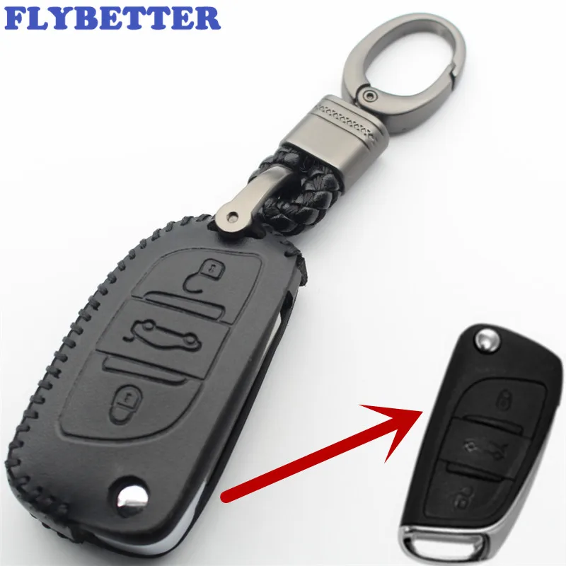 Флип чехол FLYBETTER для Citroen DS4S/DS5/DS6/C4/C5 из натуральной кожи с 3 кнопками и