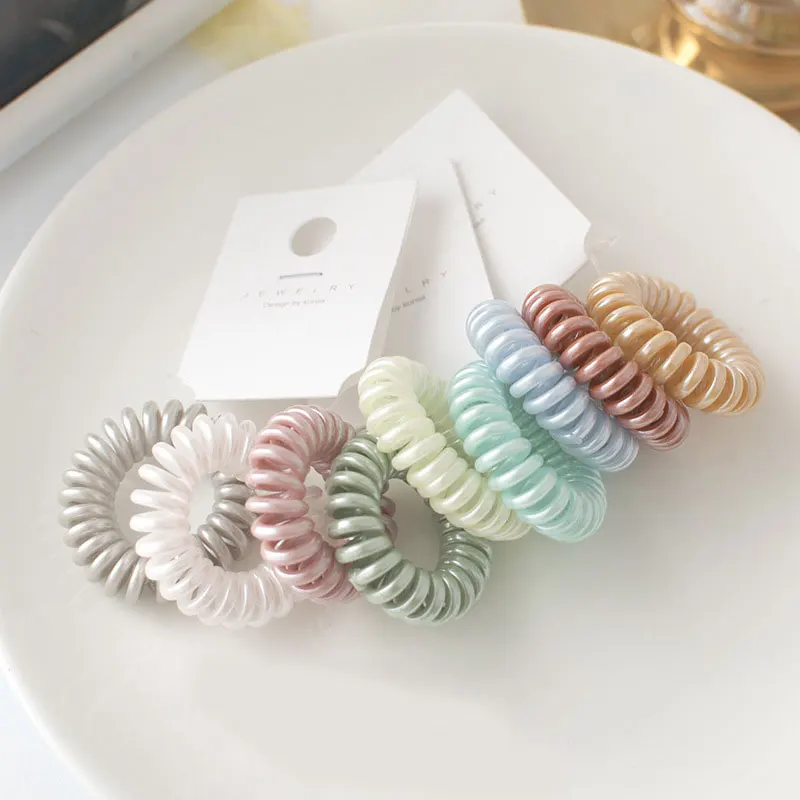 

3pcs Candy Color Shiny Rubber Band Hair Ring Telephone Wire Elastic Hair Bands Girls Ponytail Holder Ropes Cute Hair Accessories