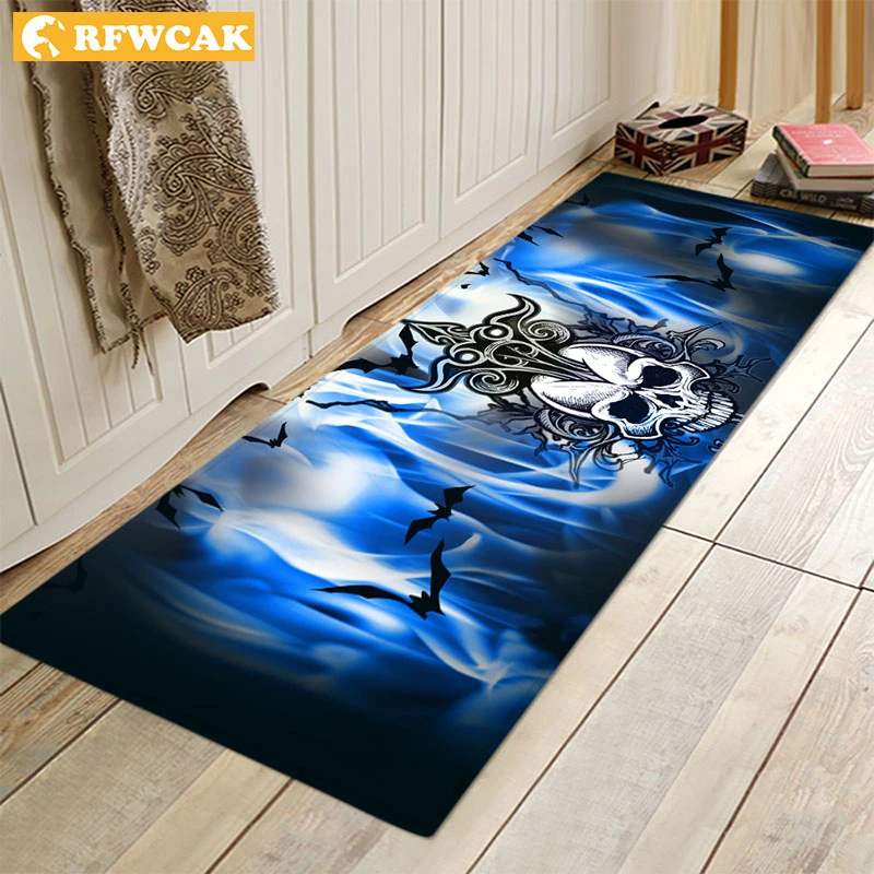 Хэллоуин дверной коврик череп мультфильм кухня Нескользящие Коврики для