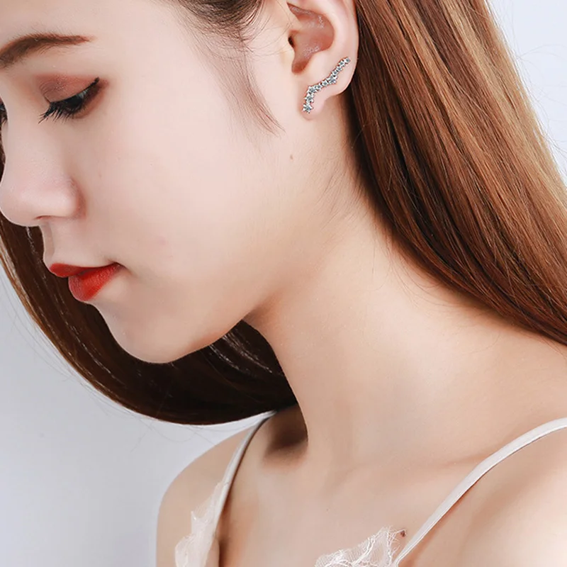 Женские серьги гвоздики из серебра 925 пробы с кристаллами|Серьги-гвоздики| |