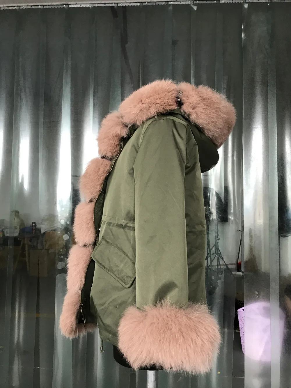 BF мех пальто парки куртка с воротником из лисьего меха пальто зимняя теплая Женская парка с капюшоном с натуральным лисьим мехом длинная верхняя одежда