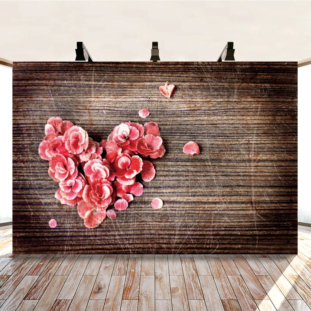 

Yeele Wooden Board Photocall Love Heart Flowers Photography Backdrop Personalized Photographic Backgrounds For Photo Studio