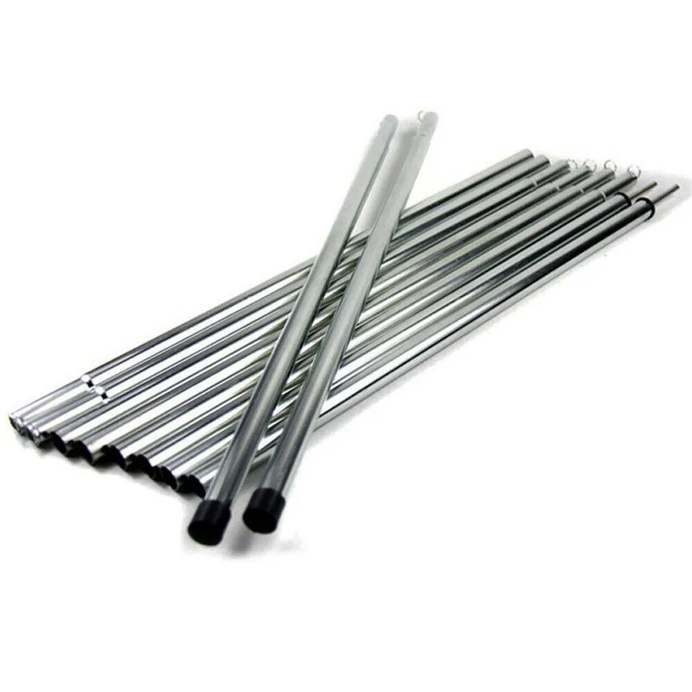 

2m / 6.6ft Tent Awning Pole Folding Zinc Plated Iron Tube Canopy Rod For Outdoor Camping Hiking Travel Sunshade Tarp Accessories