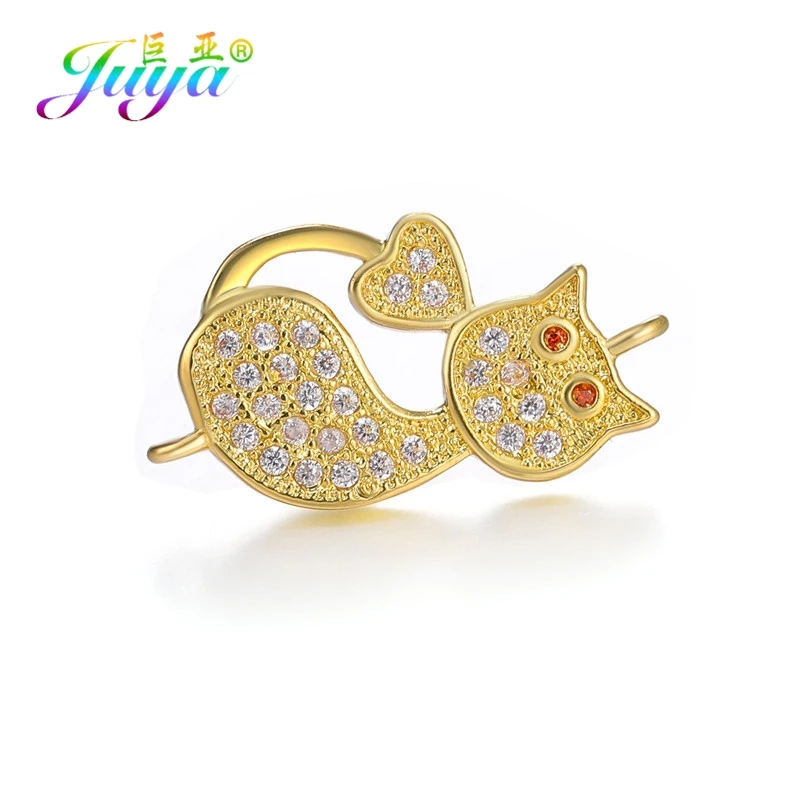 Gold Juya DIY, женский модный браслет, ожерелье, серьги, фурнитура для изготовления, принадлежности для микро ПАВЕ, CZ Соединитель с цветочным узором, амулеты, аксессуары - Цвет: Gold