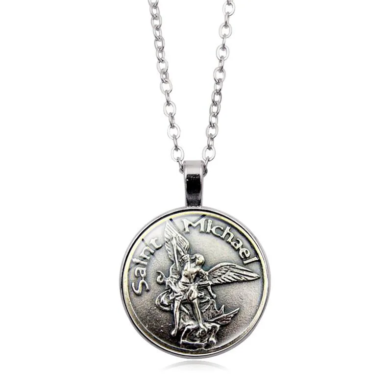 XSWX2181-Silver Мужское ожерелье, Archangel St. Майкл, защитите меня, Сейнт щит, защита, шарм, русский орходокс, подвеска, цепочка, ожерелье - Metal Color: XSWX2181-Silver