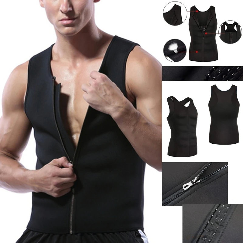 

2021 Men Waist Trainer Vest For Weightloss Hot Neoprene Corset Body Shaper Zipper Shapewear Slimming Belt Belly Men