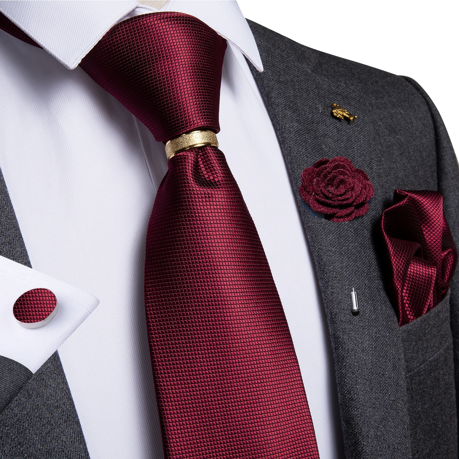 New Designer Men's Ties Luxury 8cm Wedding Ties For Silk Jacquard Woven Men Necktie Ring Brooch Cufflinks Hanky Set DiBanGu