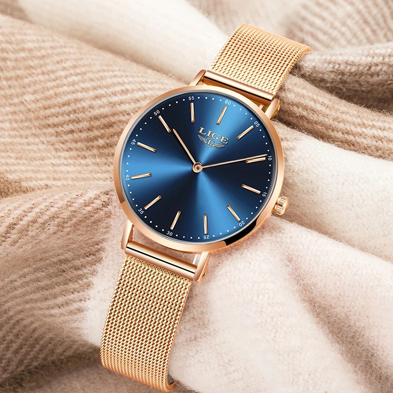 Кварцевый механизм высокое качество ультра-тонкий циферблат женские часы LIGE