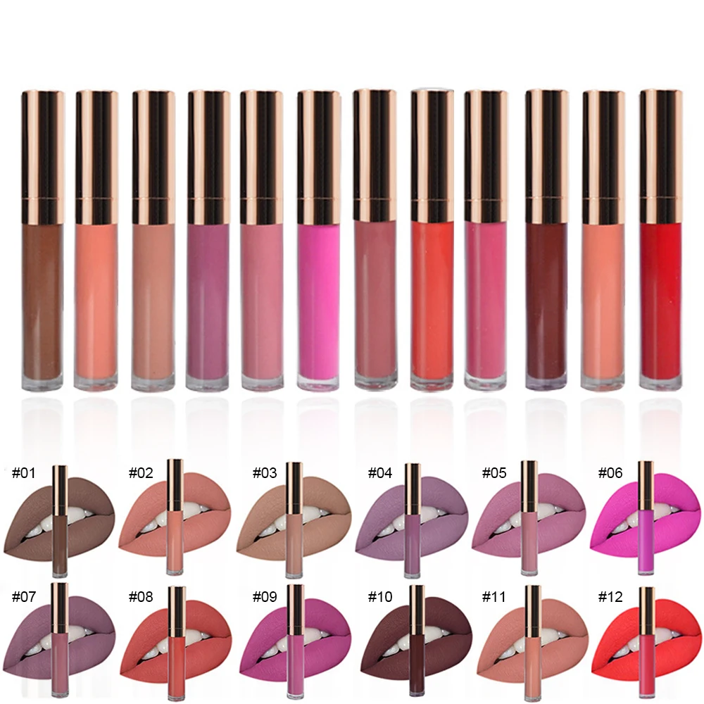 Private Label Custom 12 Color Lip Gloss Optional 3 Color Carton Bulk Makeup Free Shipping