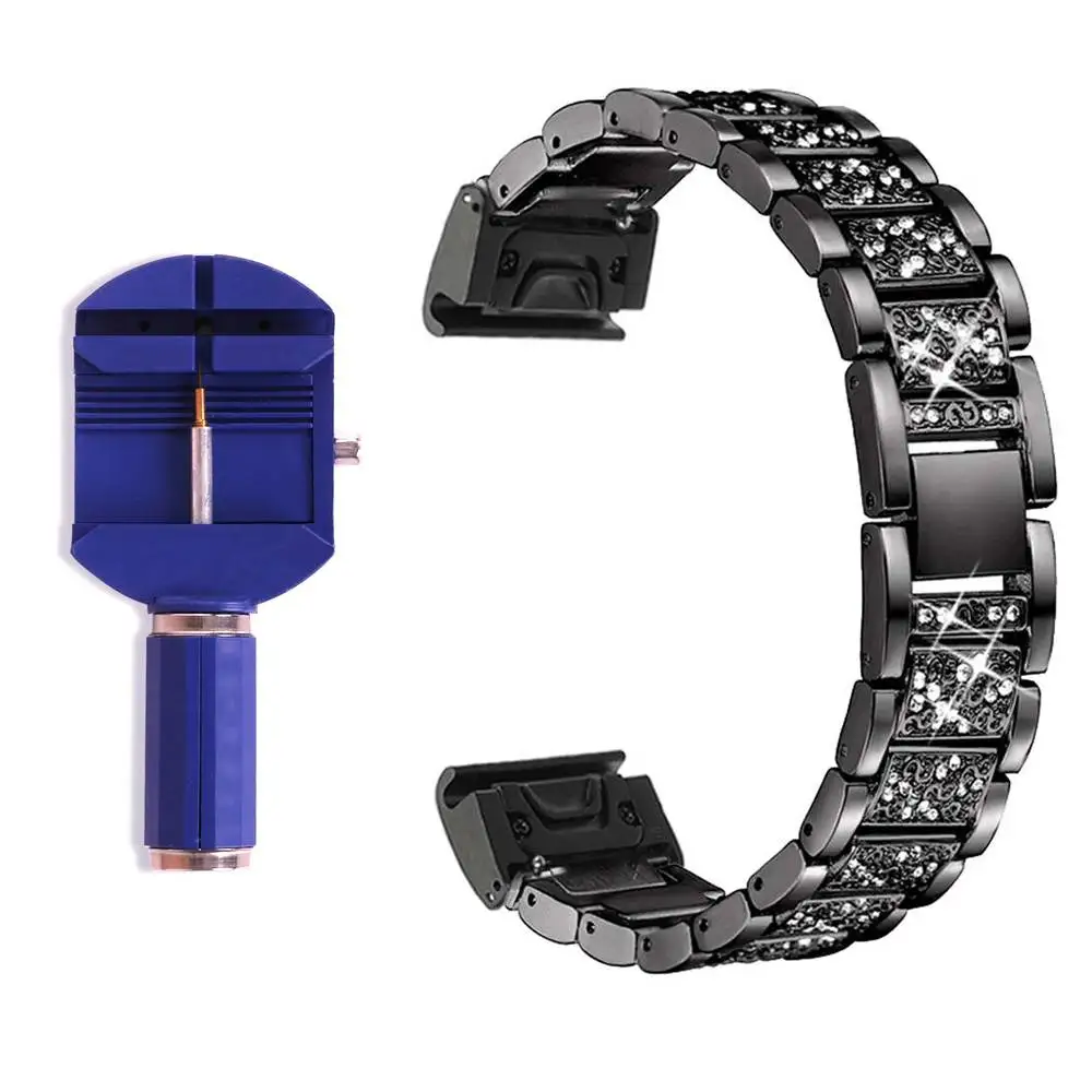 Black 3-Point Bling YOOSIDE Fenix 6S Quick Fit Женский браслет 20 мм Кристалл Bling часы из металлического сплава ремешок для Garmin Fenix 5s/5s Plus - Цвет: Black 3-Point Bling