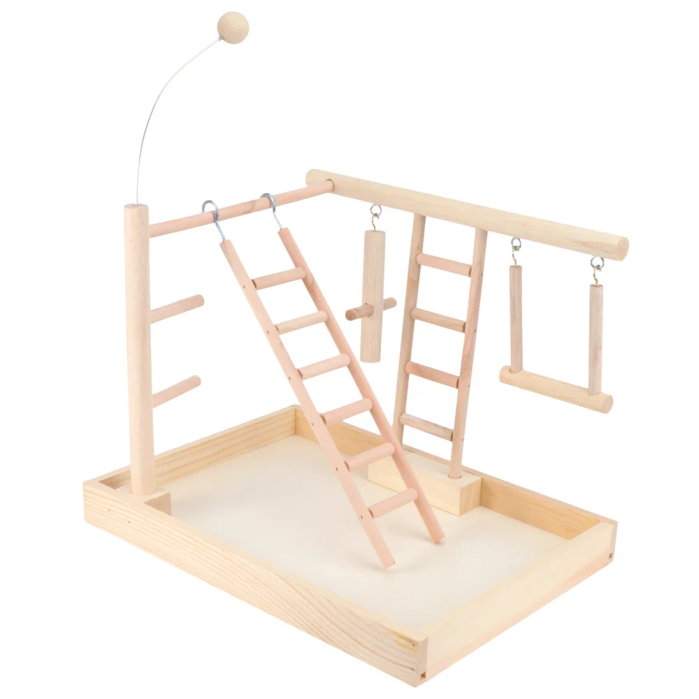 

1Pc Bird Wooden Standing Rack Parrot Activity Training Rack Bird Swing