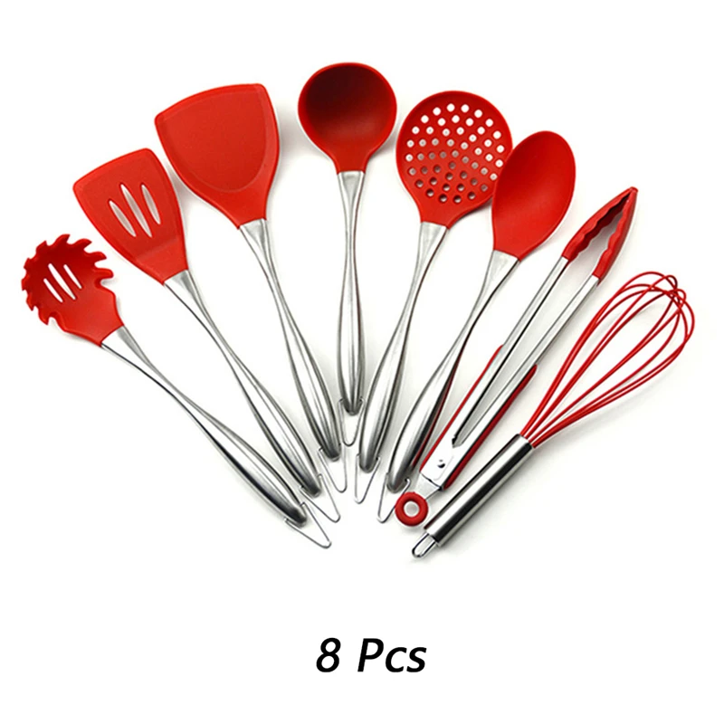Kitchen Utensils Sets Non-stick Silicone Spatula Tongs for Cooking Appliances Set Stainless Steel Kitchenware | Дом и сад