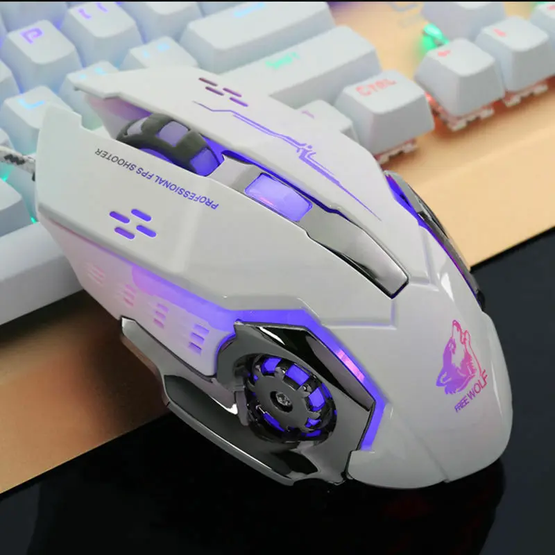 

Проводная игровая мышь Wolf V5 с английской раскладкой и светодиодной подсветкой, 4000DPI, металлическая оптическая эргономичная Usb-мышь