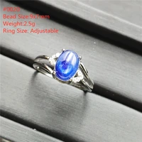 natural blue kyanite ring cat eye woman female cat eye party jewelry 925 sterling silver kyanite adjustable ring aaaaa