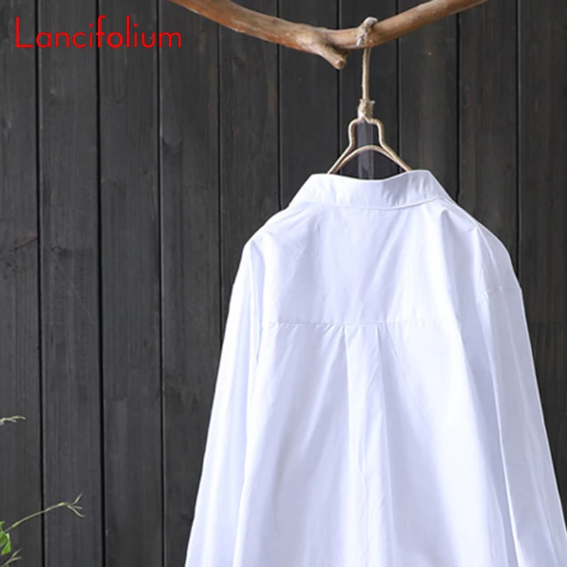 

Cute Cartoon Casual White Blouse Women Plus Size Long Shirt Ladies Streetwear Korean 2020 Oversized Spring Button Up Top Femme