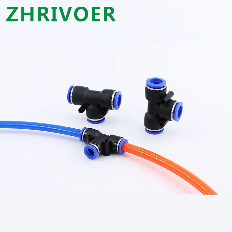 10 шт. PE4 6 8 12 мм Пневматический тройник 3-ходовой фитинг пластиковый трубный