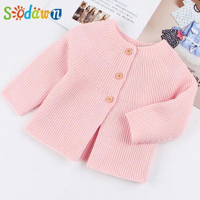 Sodawn Autumn Baby Girl Sweaters Kids Clothes Children Knitted Coat Toddler Costume Cute Soild Girl Cardigan Jacket