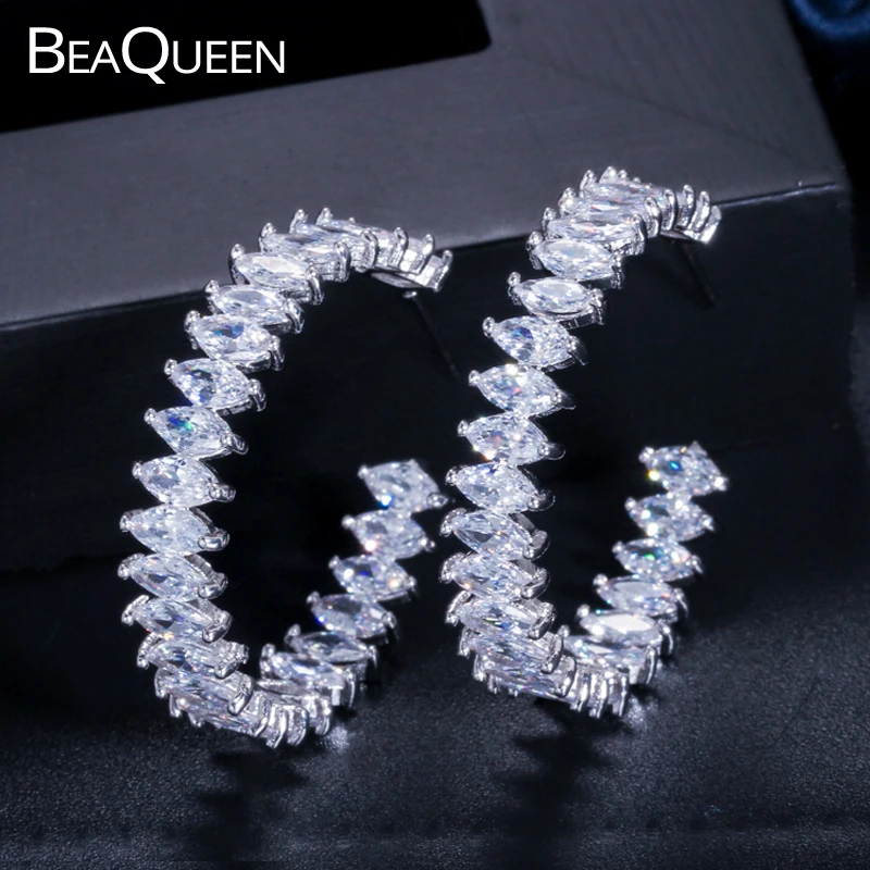 BeaQueen новые дизайнерские круглые серьги кольца с кубическим цирконием ААА