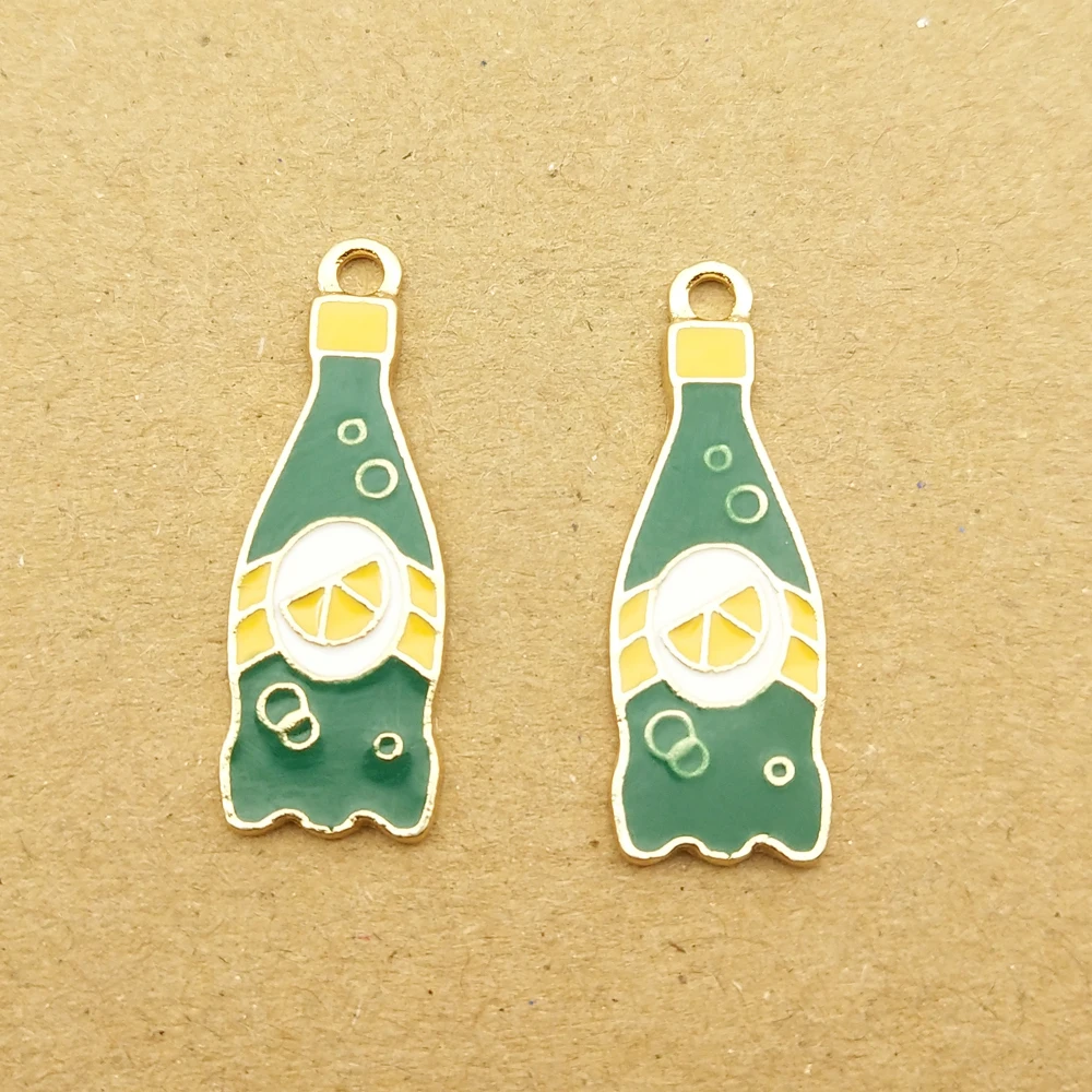 

10pcs 9x26mm enamel lemon bottle charm for jewelry making and crafting fashion earring pendant bracelet necklace charm