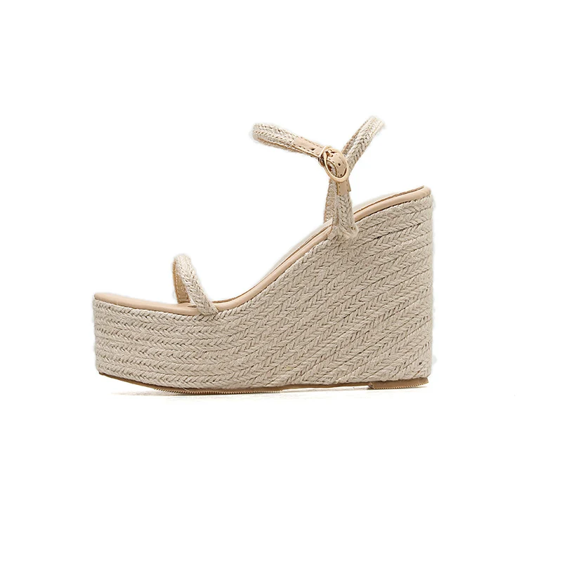 2019 г. женские босоножки на танкетке высоком каблуке 12 5 см м Женская плетеная