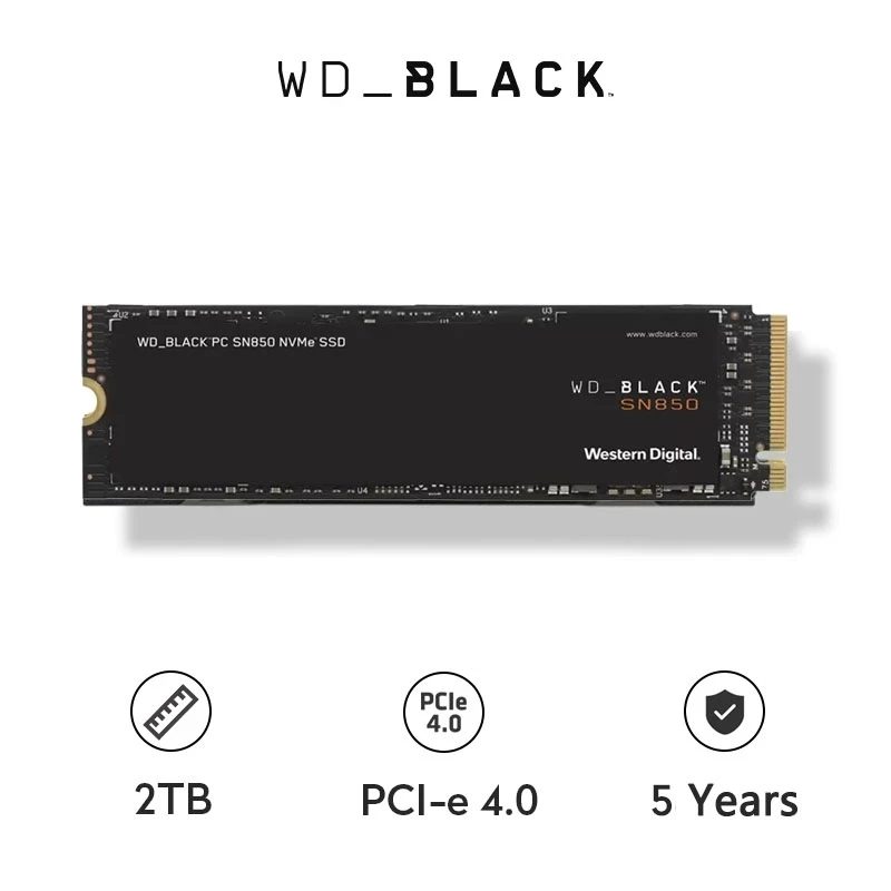 Оригинальный Внутренний твердотельный накопитель Western Digital SN850 2 ТБ 1 500 Гб M2 черный