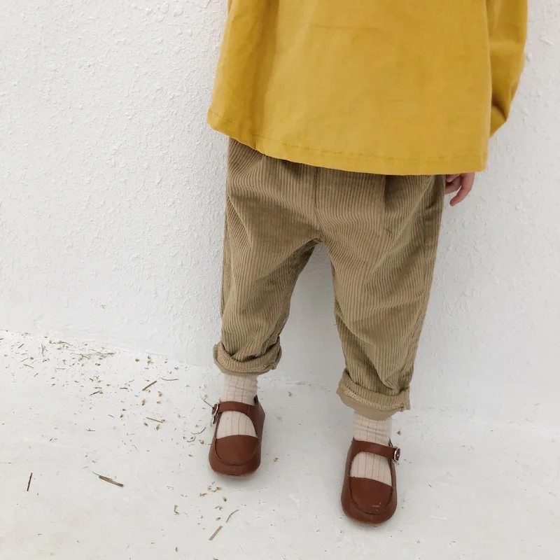 

Детские брюки с широкими штанинами, новинка 2019, осенне-зимние детские брюки для мальчиков и девочек, с высокой талией, однотонные брюки